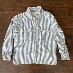 American Eagle Oversized Stripe Shirt Jacket